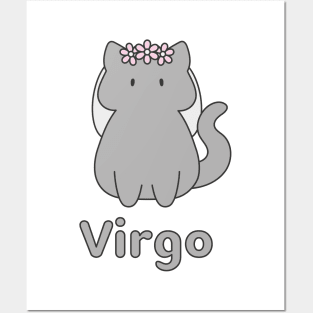 Virgo Cat Zodiac Sign with Text Posters and Art